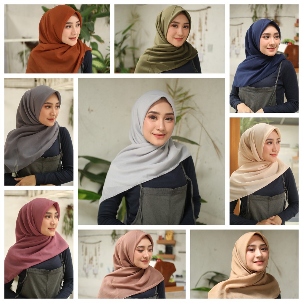  BELLA  SQUARE  HIJAB KERUDUNG JILBAB  SEGI EMPAT 4 Shopee 