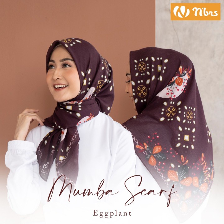 MUMBA SCARF ORIGINAL BY NIBRAS HIJAB WARNA ROASTED PECAN SILVER FERN KERUDUNG SEGIEMPAT SEGI EMPAT B