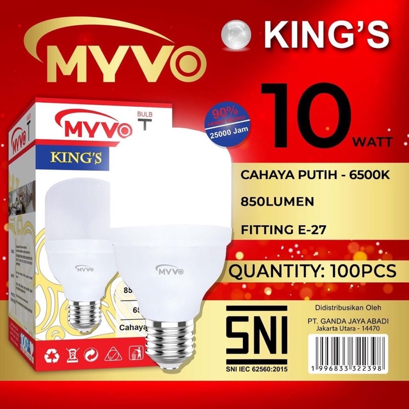 Lampu Led MYVOO King Capsule T Bulb Nyala Putih Bergaransi