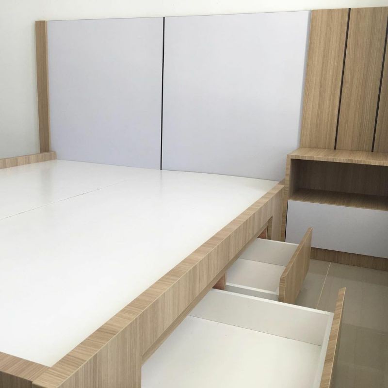 springbed custom ranjang kasur laci tempat tidur kayu hpl ukuran 160 x200