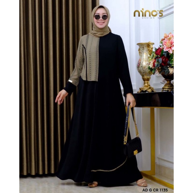 Gamis Ninos 1135 Ori By Ninos / AD G CR 1135 / Muslimah Branded Wear / Gamis Polos / Dress Katun / Gamis Muslimah / Dress Pesta