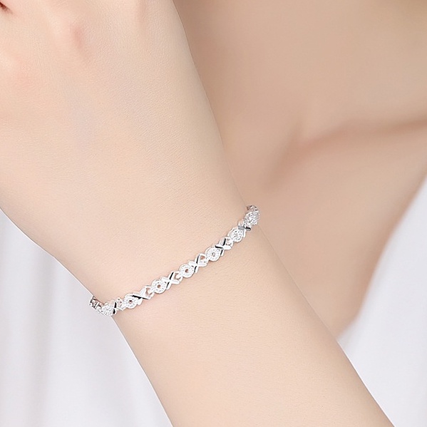 Gelang Bahan Stainless Steel 925 Lapis Silver Untuk Wanita