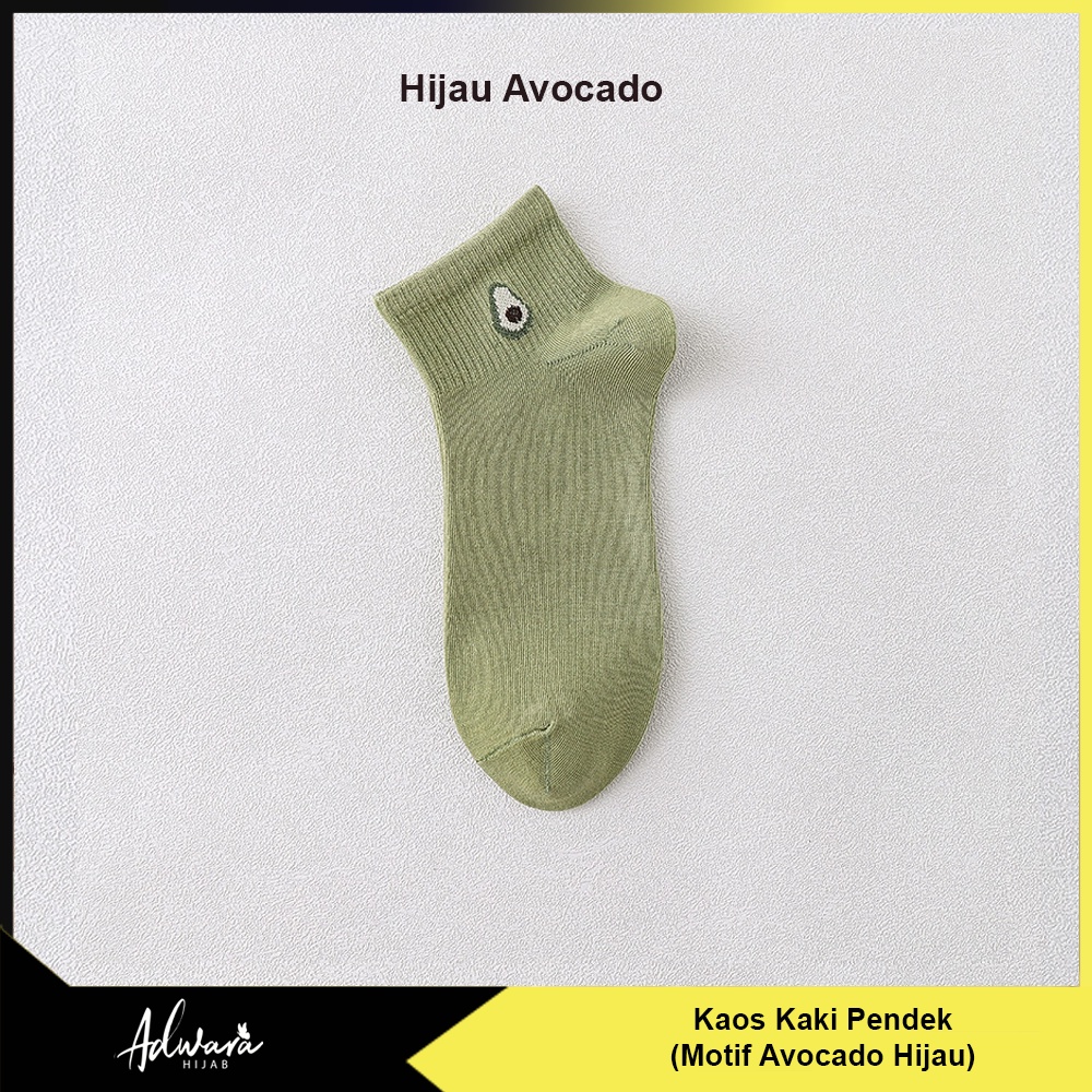 Kaos Kaki Pendek Wanita Semata Kaki Motif Avocado Hijau Gaya Fashion Korea