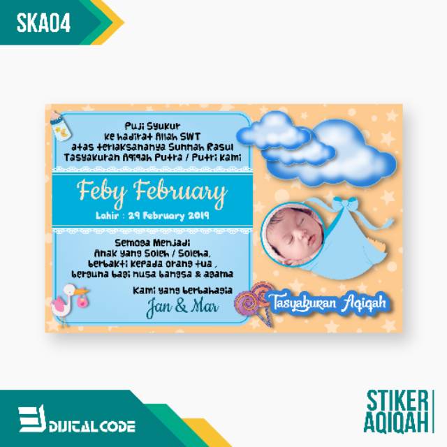 

SKA04 Stiker Label Syukuran Aqiqah Kelahiran Anak