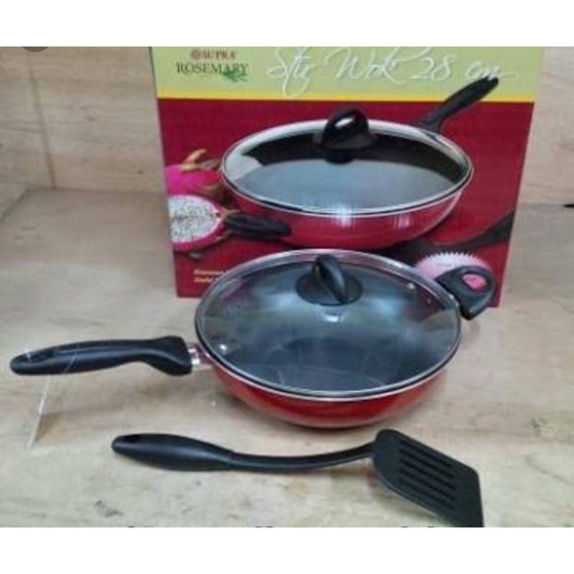 SUPRA StirWok / Teflon Tutup Supra 28CM Bonus Sodet Teflon