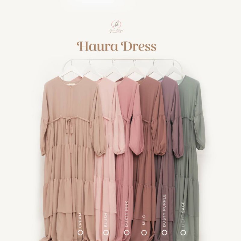 Ready stock Haura Dress rampel ceruty ori by gerai aliyah