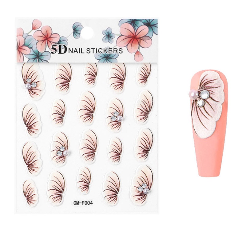 SIY  5D Acrylic Engraved Flower Nail Art Sticker Self-adhesive Embossed