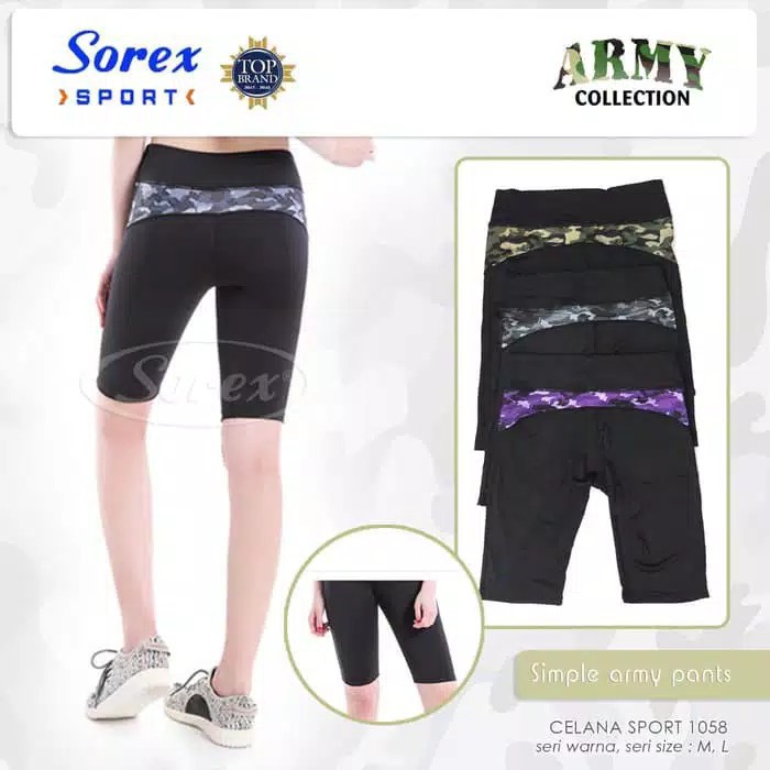 gos SOREX 1058 CELANA SPORT Army Camo Pendek Celana Senam Wanita