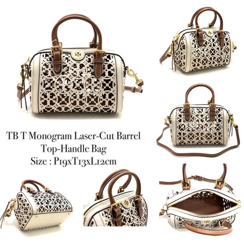 Jual Tory Burch T Monogram LaserCut Barrel TopHandle Bag Shopee
