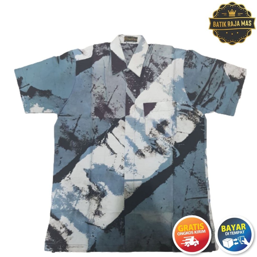 Baju Hem Kemeja Pria Motif Abstrak Lengan Pendek Bahan Katun Halus Atasan Laki Laki Laki2 Remaja Dew