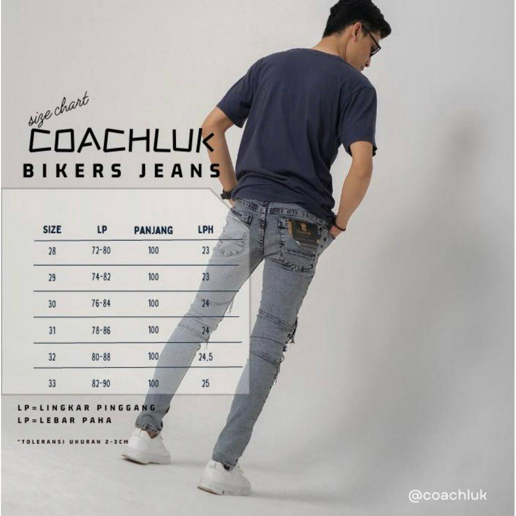 Skinny Jeans Bikers Pria Celana Jeans Sobek Ripped Jeans Pria Premium Celana 28-33 Celana Jeans Panjang Bikers Snow Ripped