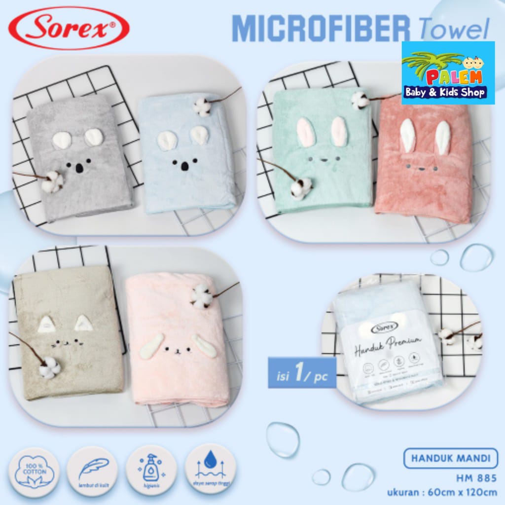 Sorex Handuk Mandi Premium Dewasa Dan Anak Microfiber Towel Lembut Halus Daya Serap Tinggi HM885