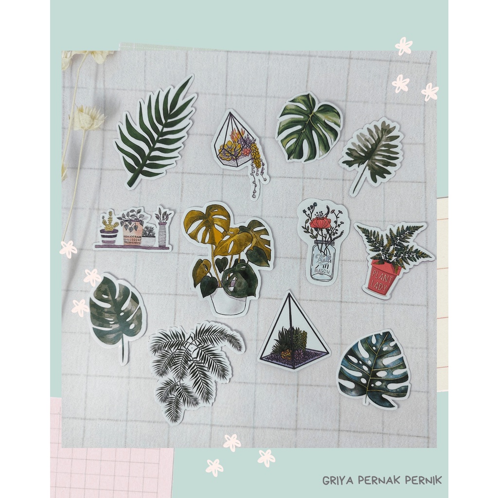 Pernak Pernik - Stiker Daun Monstera | Stiker Aesthetic | Stiker Jurnal Scrapbook