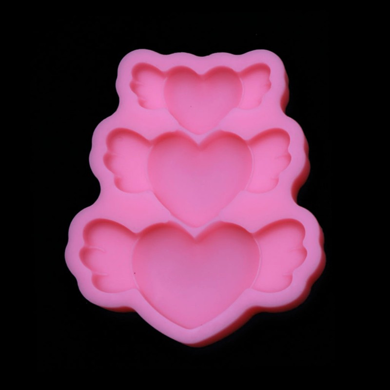 Glitter 2Pcs Handmade Heart Wing Silicone Resin Mold Resin Casting Mould Polymer Clay Crafting Resin Epoxy Jewelry Making Tools