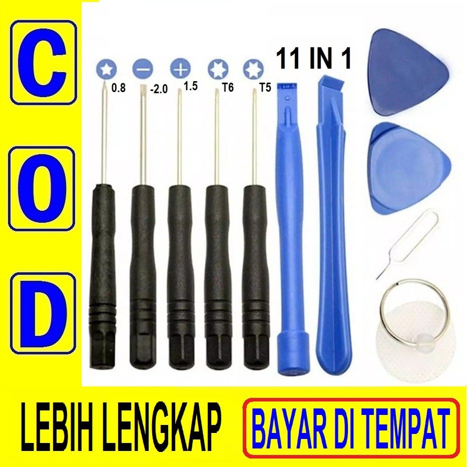 23D Obeng Set Hp Service Handphone Servis Iphone Reparasi Android 11 In 1 Lengkap
