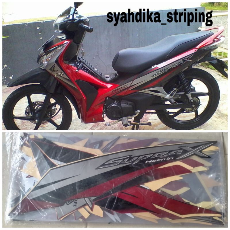 STIKER STRIPING LIS BODY HONDA SUPRA X 125 HELM IN FI 2012 2013 MERAH HITAM