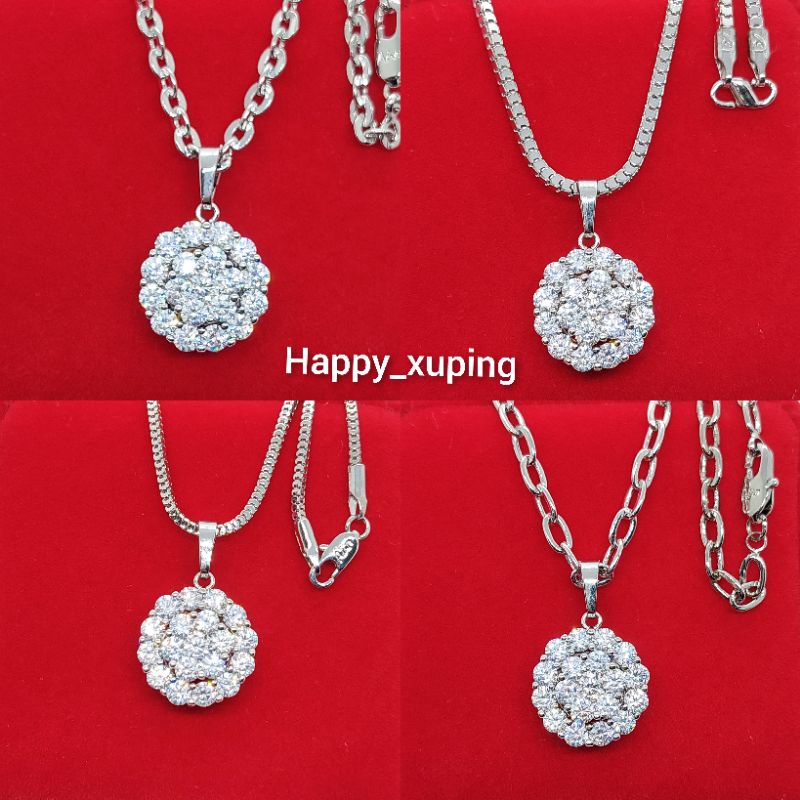 SET KALUNG XUPING ASLI TITANIUM FASHION KOREA LAPIS-EMAS LIONTIN BUNGA MATA CRISTAL XUPING ORIGINAL