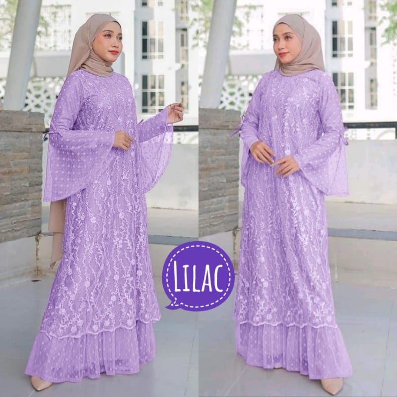 BJ -NABILA DRESS BRUKAT TULLE / GAMIS FULL BRUKAT / GAMIS KONDANGAN