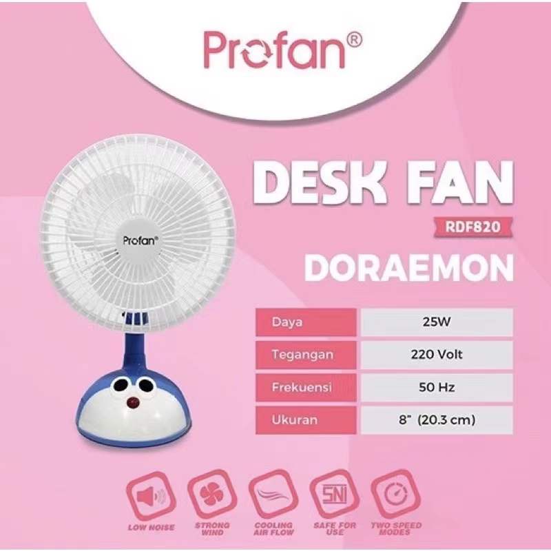 KIPAS ANGIN MEJA DUDUK DORAEMON 8&quot; KENCANG DESK FAN 8 INCH SWING KIRI KANAN