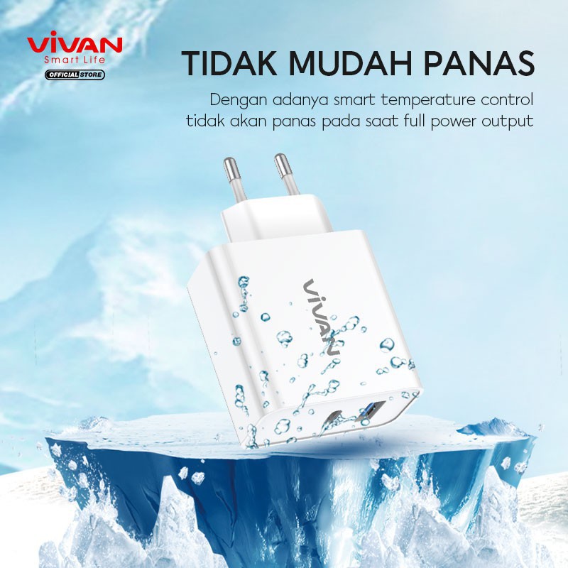 Vivan Power Blitz Charger Fast Charging 30W PD and QC3.0 With Kabel TYPE-C - Garansi Resmi 1 Tahun