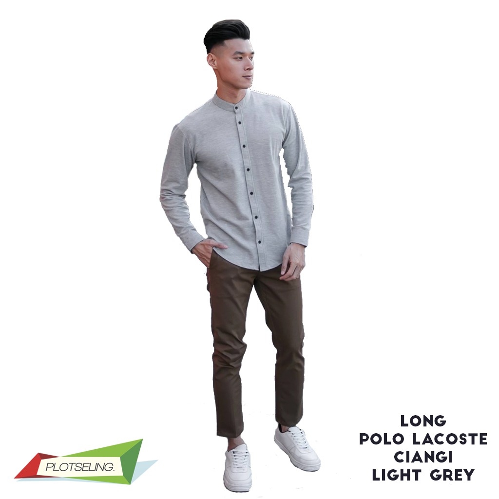 Kemeja Koko CASUAL Pria Lengan Panjang Kerah Ciangi IMPORT HIGH QUALITY - POLO LACOS PIQUE ORIGINAL