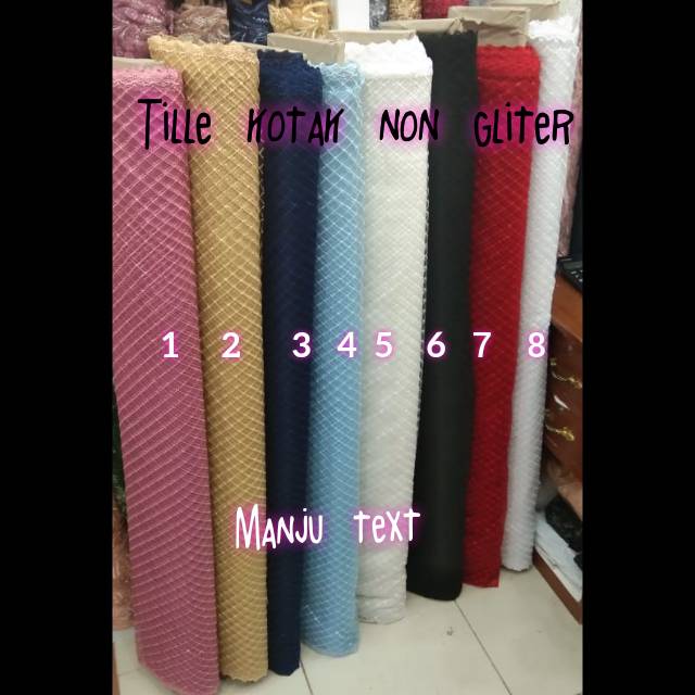 Kain tille kotak non gliter / bahan Tulle kotak/cocok untuk dress gaun seragaman dll TERBARU