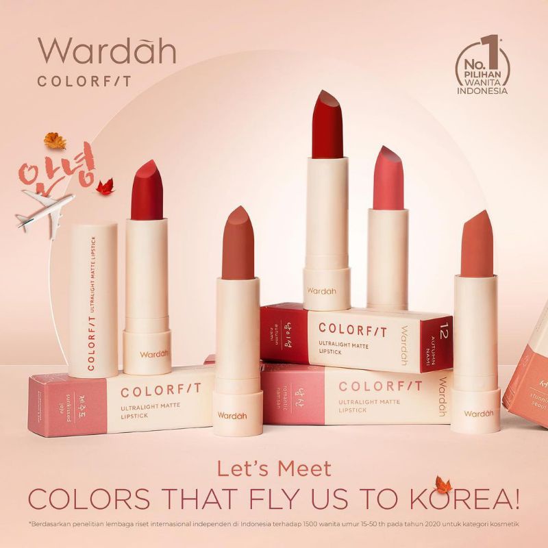 Wardah Colorfit Ultralight Matte Lipstick 4g/Wardah Ultralight Lipstick/Wardah Lipstick Korea/Wardah