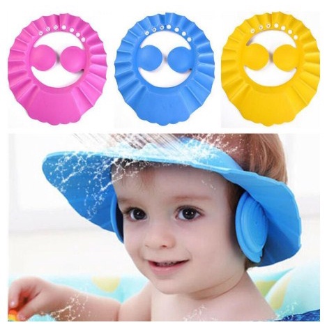 Topi Keramas TUTUP TELINGGA Bayi Anak Mandi Pelindung Mata Baby Shower Cap [MG13]