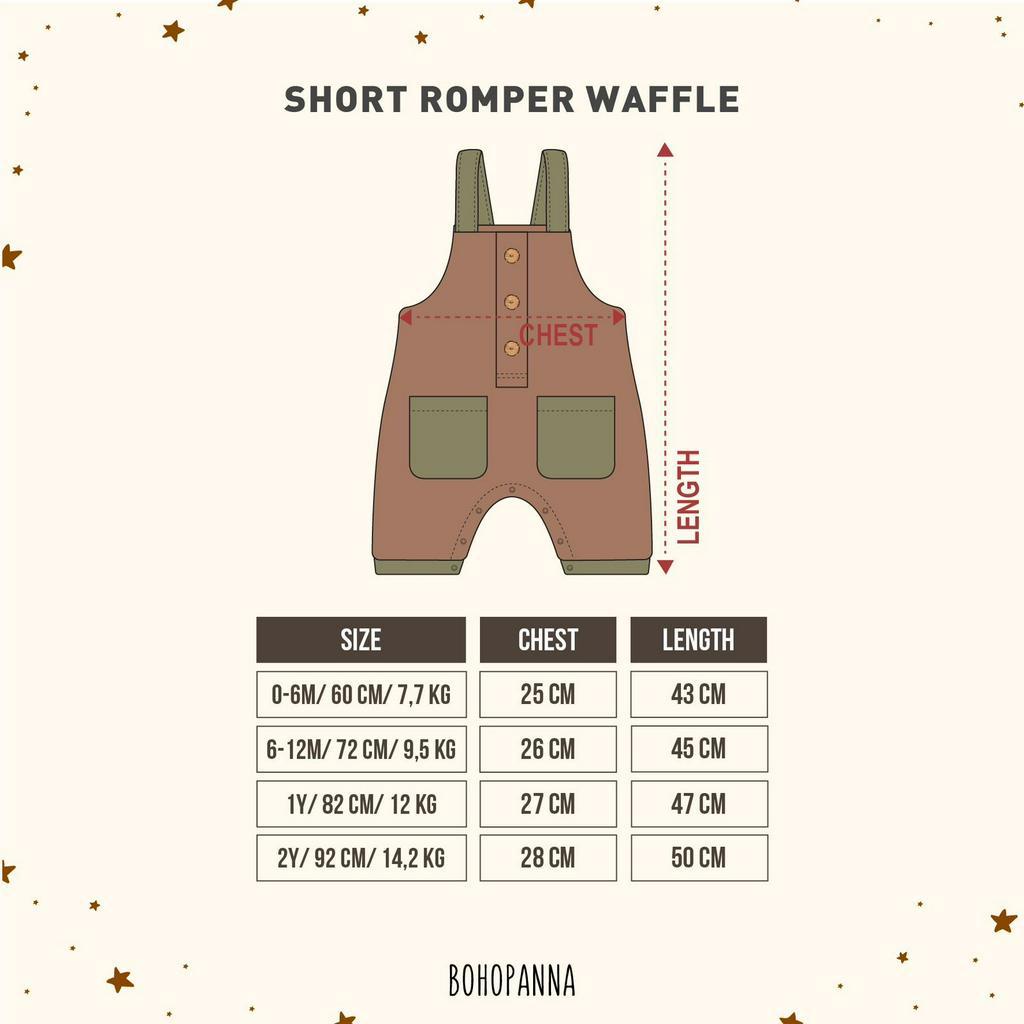 Bohopanna - Short Romper Waffle / Romper Bayi / Jumpsuit