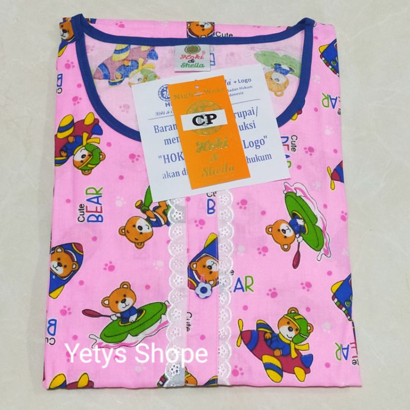 CP Full Kancing Hoki&Sheila LD110 Baju Tidur Piyama Standart [Part 1]-XE CuteBear Pink