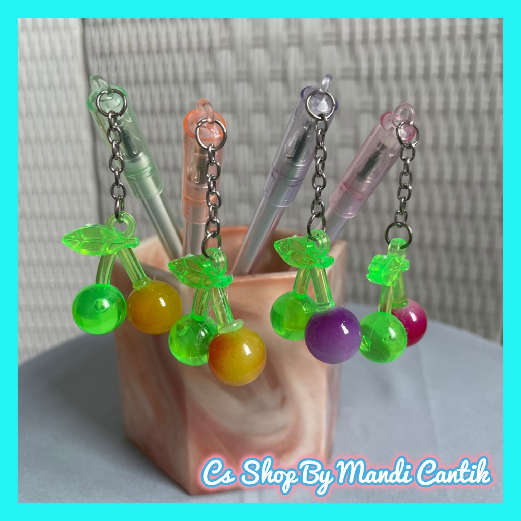 

Pulpen gel pen pena bolpen gantungan cherry bluberry bisa cod jakarta