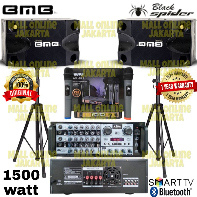 paket karaoke bluetooth bmb original paketan sound system key controll mic wireless home theater