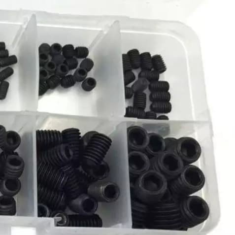 200pcs Stainless Steel Black Hex Set Screw Grub Screws Assortment Kit