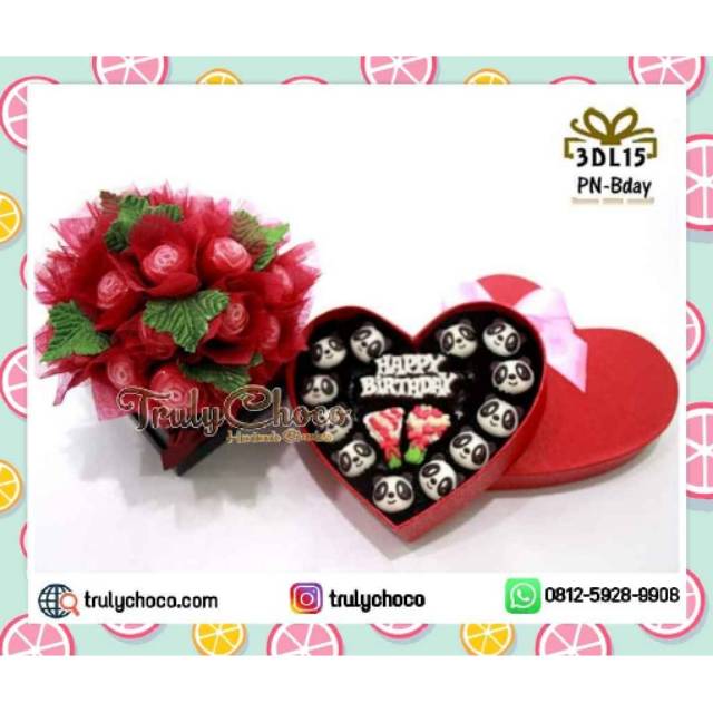 

Hadiah ulang tahun special coklat trulychoco paket bunga isi 15