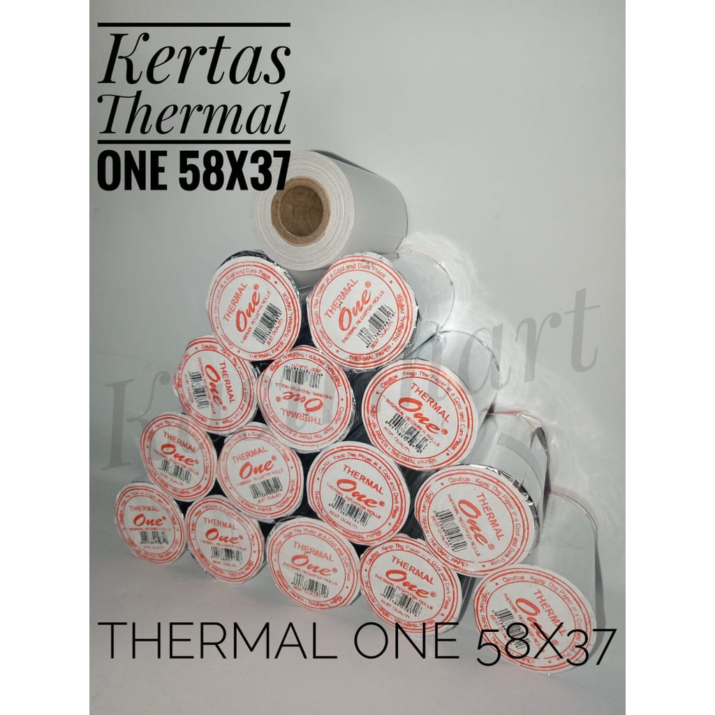 THERMAL ONE KERTAS THERMAL STRUK KASIR 58x40/58x37/57x40/57x37 MM HITAM PRINTER MINI BLUETOOTH