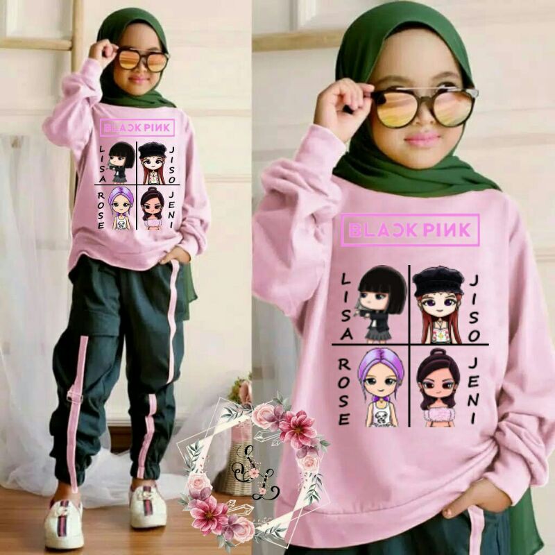 Set Setelan Anak Perempuan Baju Setelan Anak Perempuan Training Anak Perempuan Umur 7-9 thn