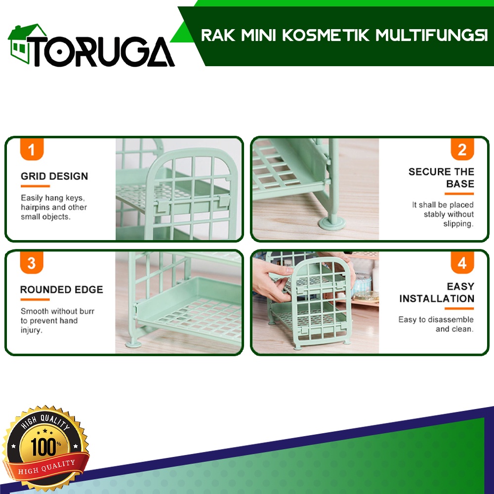 Rak plastik susun serbaguna dapur kosmetik meja desktop storage rumah - Abu-abu