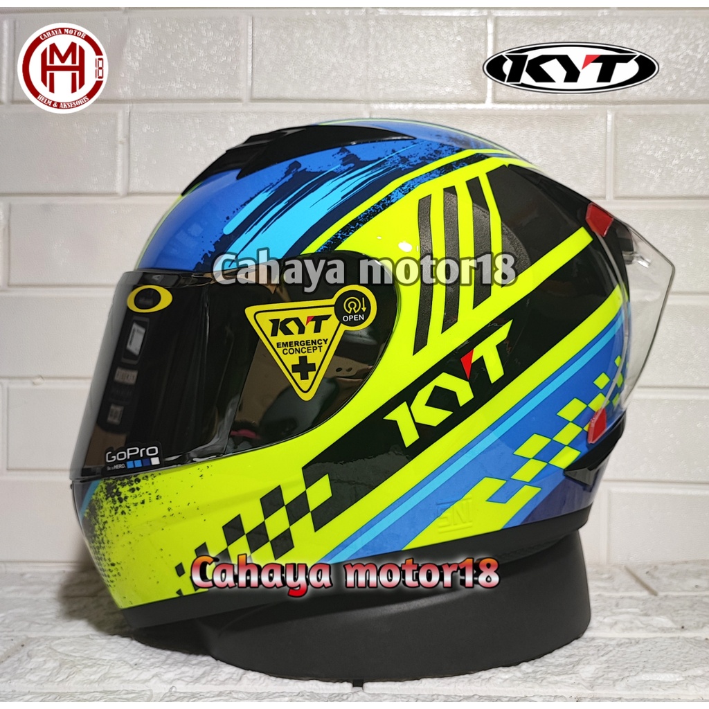 PAKET GANTENG HELM KYT R10 #4 SERI 4 FULL FACE YELLOW|SPOILER 3D