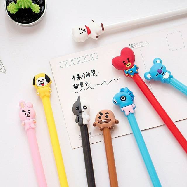 Pulpen gel bts karakter / Pulpen Cute Characters Black ink Gel Pen / Alat Tulis