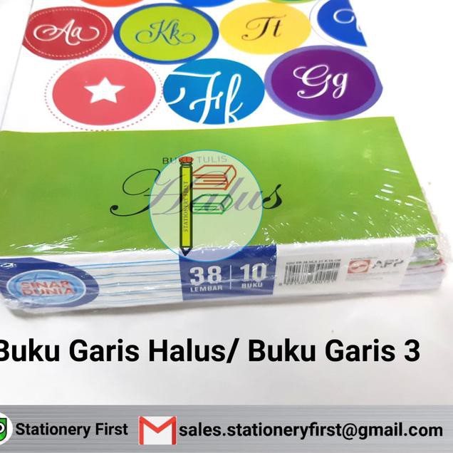 

$$brz-020 Buku Tulis Sidu Garis Halus Garis 3 Sinar Dunia 38 Lembar per pack