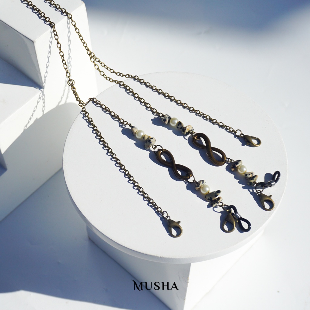 MUSHA Double Strap - Pearl &amp; Chain | Strap Masker / Tali Masker