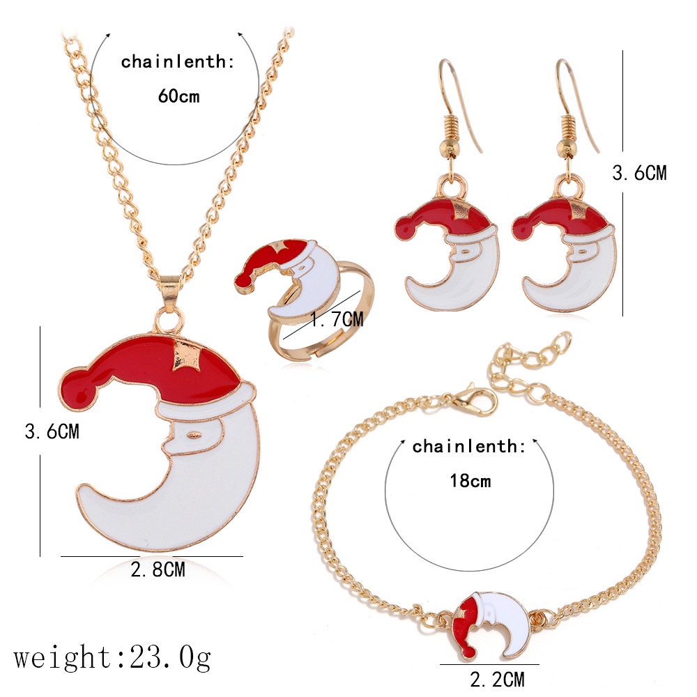 Eropa dan Amerika Natal set ornamen Santa Claus elk Bell kartun anting-anting kalung cincin gelang 4