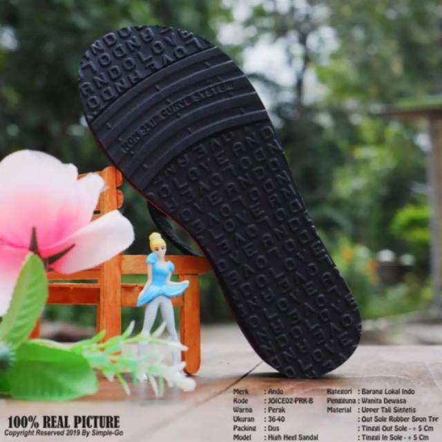 Sendal Hak Wanita Original Sandal Ando Joice 02 Wedges Size 36 - 40 Original Murah - Hitam