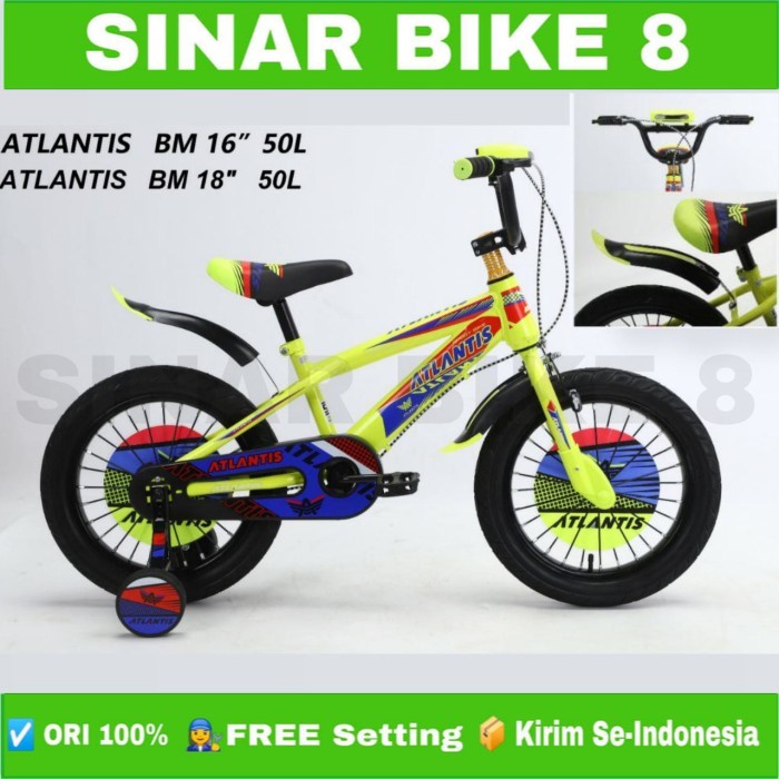 Sepeda Anak Laki BMX ATLANTIS 50 L Ban 2.50 Ukuran 16 dan 18 Inch Musik