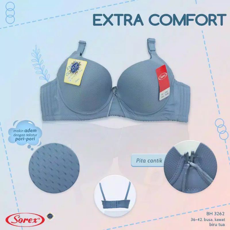 Bra EXTRA Comfort Sorex 3262 Busa Tipis kawat Cup Besar