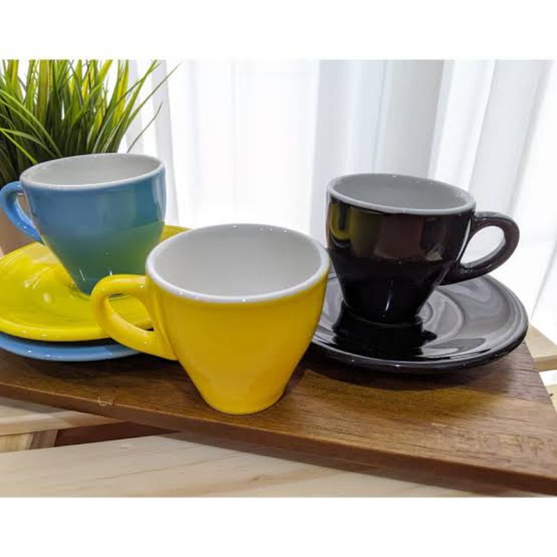 Cangkir Porcelain Cappucino cup latte Art 200ml black