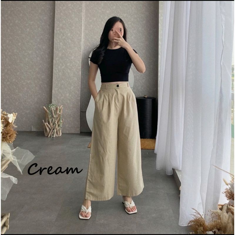 Celana Kulot Linen Rami Premium Fit to XL / Lulla Pants / SEOUL highwaist celana kulot linen