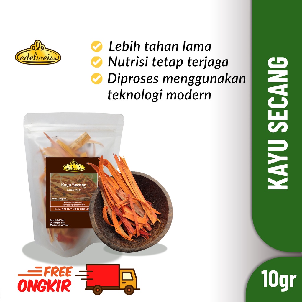 

Edelweiss Kayu Secang Serut Kering Murni Refill Pack 10gr (Sappan Wood)