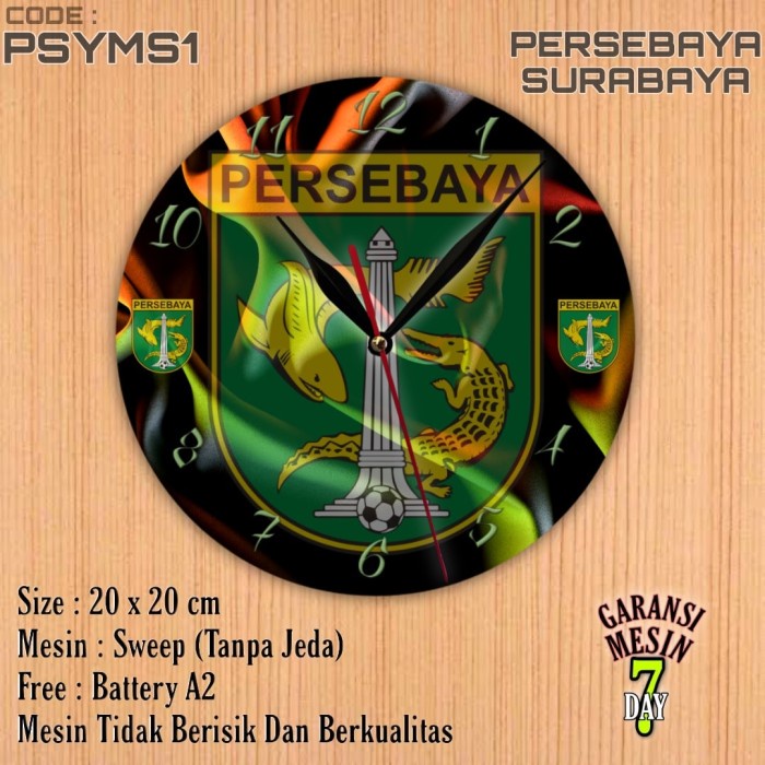 Jam Dinding PERSEBAYA SURABAYA Team Club Klub Sepakbola BONEK