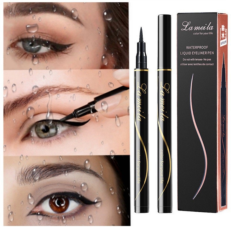 LAMEILA Eyeliner Spidol Waterproof Dengan Warna Intense - Eyeliner Pen / Eyeliner Murah Bagus / Eyeliner Waterproof Anti Air Tahan Lama - BLACK